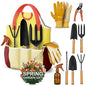 9 Pcs Compact Gardening Tool Set with Storage Bag, Rust-Proof Steel