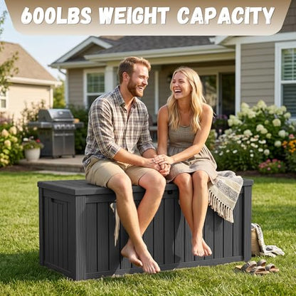 EasyUp 180 Gallon Deck Box, Waterproof& UV Resistant, Black - color: Black, size: 180 Gallon