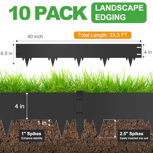 33FT Metal Landscape Edging, 10-Pack 40"L x 6.5"H Rust-Proof Border - color: 6.5In Tall, size: 10 Pack