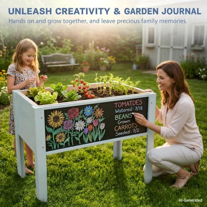 Raised Garden Bed with DIY Chalkboard, 30 x 24 x 18 inch, Green - color: Green