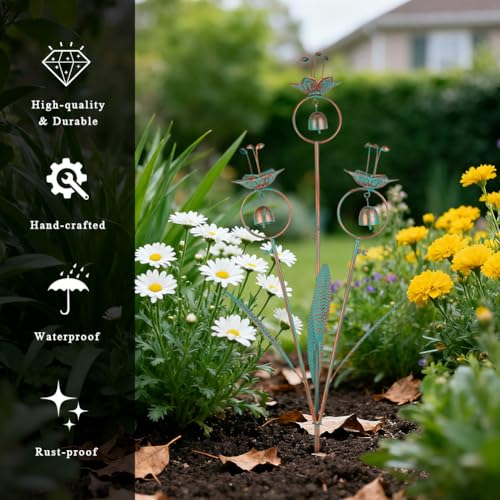 Calla Lily Decorative Garden Stake with Bells - color: Bronze Green