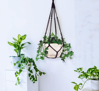 Macrame Plant Hanger Large for 12 inch Pot, Large Plant Hanger - color: Black