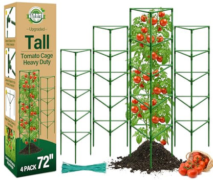 Halatool 4 Pack 72" Tall Tomato Cages for Garden, Large Tomato Trellis - color: 4pcs, size: 72in