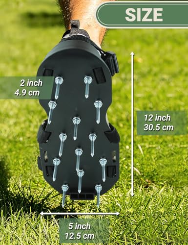 Lawn Aerator Shoes, Soil Aerator Grass Tool with Dual Hook & Loop Straps - color: Black&Silver