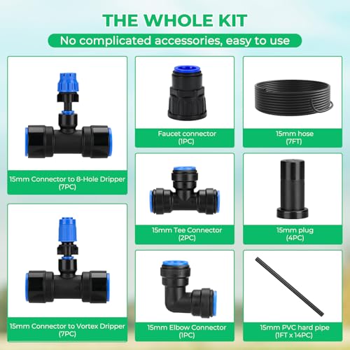 HIRALIY Raised Bed Drip Irrigation Kit, Medium