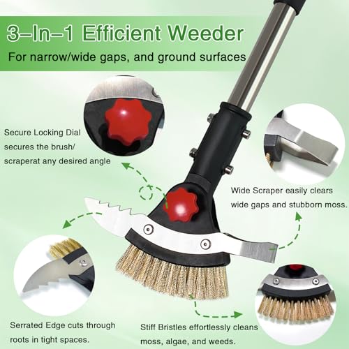 3 in 1 Crack Weeder Tool Long Handle