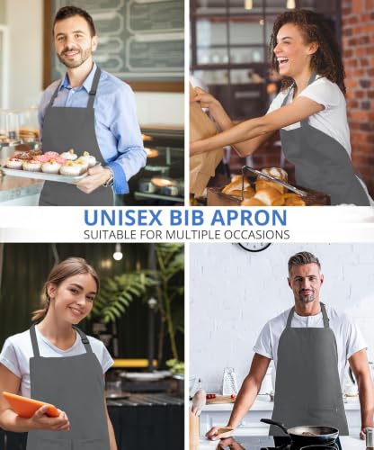 Utopia Kitchen Bib Aprons 2 Pack Adjustable With 2 Pockets - color: Grey