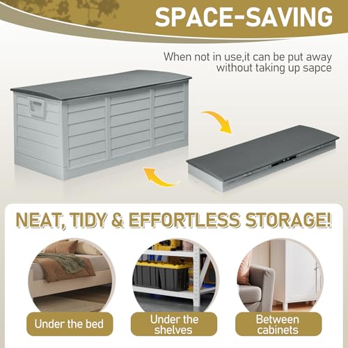 VINGLI 75 Gallon Collapsible Outdoor Storage Box, Grey - color: Grey