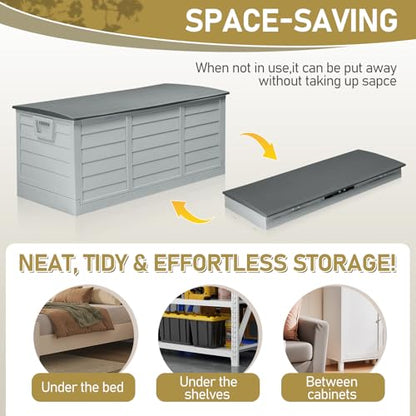 VINGLI 75 Gallon Collapsible Outdoor Storage Box, Grey - color: Grey