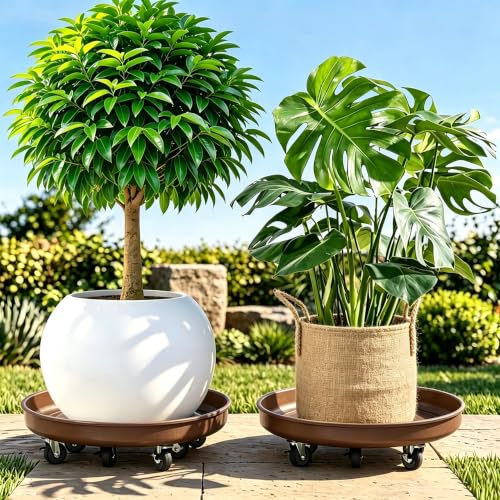 Plant Caddy With Wheels 17" Metal Plant Saucers for Indoors 440 Lb Capacity - size: 1 PACK 17 INCH