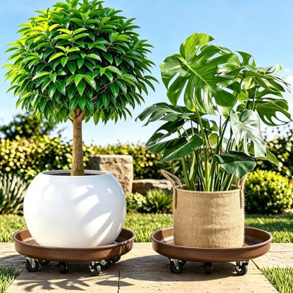 Plant Caddy With Wheels 17" Metal Plant Saucers for Indoors 440 Lb Capacity - size: 1 PACK 17 INCH
