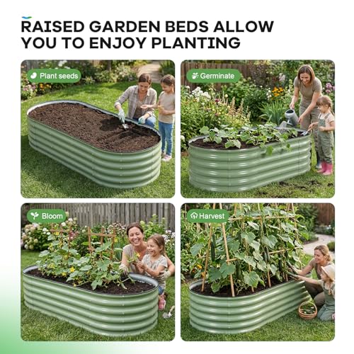 Galvanized Raised Garden Bed,2PCS 6x3x1.4ft Planter Box,OliveGreen - color: Olive Green, size: 6x3x1.4ft (2pcs)