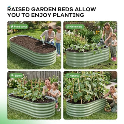 Galvanized Raised Garden Bed,2PCS 6x3x1.4ft Planter Box,OliveGreen - color: Olive Green, size: 6x3x1.4ft (2pcs)