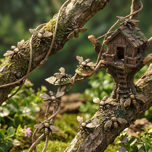 Weysat 50 Pcs Mini Vintage Bronze Bee Statue Small Bronze Bee Figurines - style: Bee