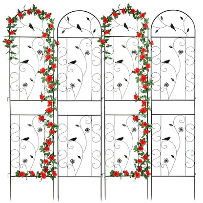 4 Pack 86.5" x 19.7" Metal Garden Trellis for Climbing Plants, Black - color: 4 Pack - Arched - 86.5" x 19.7"-Black
