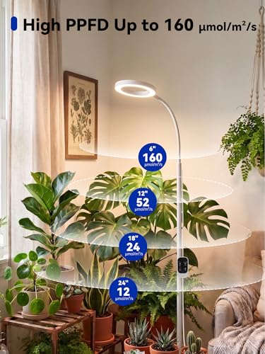 GLOWRIUM Grow Lights for Indoor Plants,Full Spectrum Plant Light with Stand - color: White-Single Head