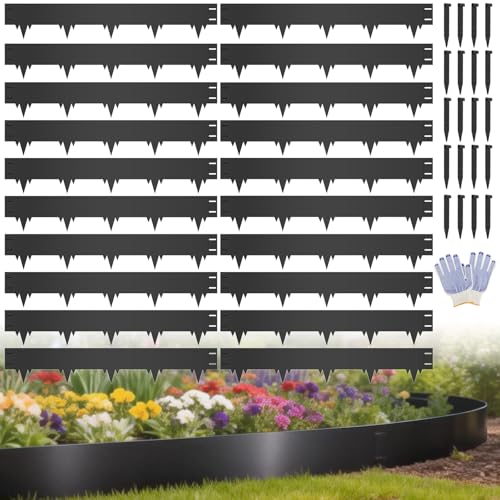66.6FT Metal Landscape Edging, 20-Pack 40"Lx6.5"H Rust-Proof Border - color: 6.5In Tall, size: 20 Pack