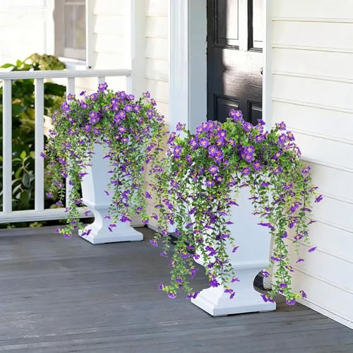 RECUTMS Artificial Hanging Flowers for Outdoors 4Pc Silk Daisy Plant Purple - color: Purple