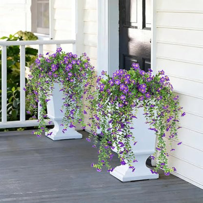RECUTMS Artificial Hanging Flowers for Outdoors 4Pc Silk Daisy Plant Purple - color: Purple
