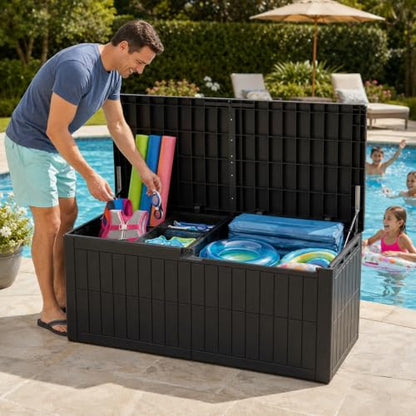 220 Gallon Large Outdoor Storage Box, Waterproof Patio Cushion Deck Box - size: 220 Gallon