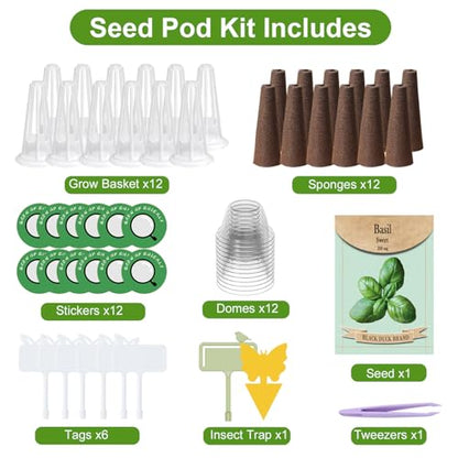 12-Pod Basil Herb Seed Pod Kit for AeroGarden, iDoo, Ahopegarden Hydroponic Growing System, 350mg Seeds