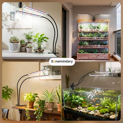 Grow Lights for Indoor Plants,LED Clip-On Clamp, Dual Head - size: Clamp-2 Head