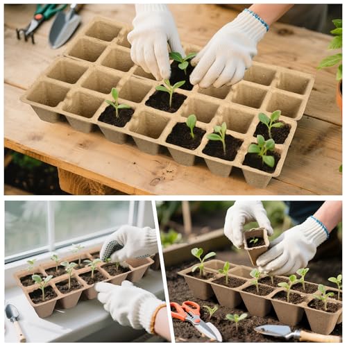 200 Cells Peat Pots, Seed Starter Trays Planting Trays for Seedlings