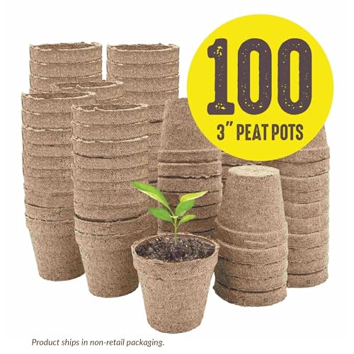 Jiffy Biodegradable Peat Pots for Seedlings, 3 Inch, 100 Pack - color: 100 Pots, size: Large