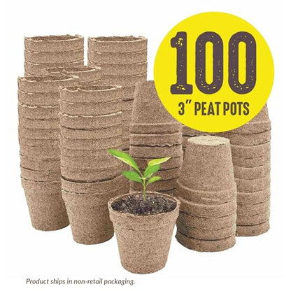 Jiffy Biodegradable Peat Pots for Seedlings, 3 Inch, 100 Pack - color: 100 Pots, size: Large
