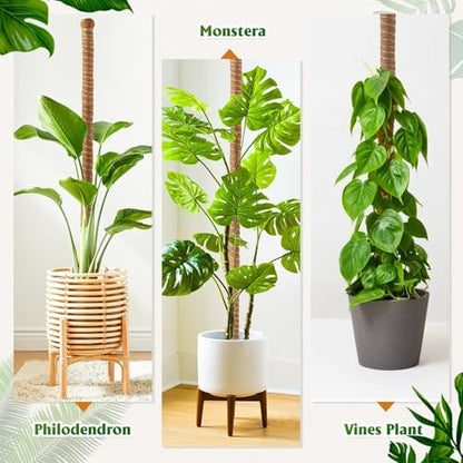 2 Pack 63" Bendable Moss Pole for Plants Monstera, Moss Poles for Climbing Plants Indoor, Coir Plant Pole Sticks Support Stakes for Potted Plant, Pothos, Philodendron Plants - size: 63"
