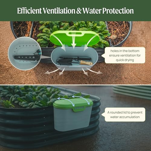 Vego Garden Heavy-Duty Hanging Garden Toolbox, Weather-Resistant Durable Polymer, Holds Up to 44 lbs, Features a Rounded Lid Basil Green - color: Basil Green