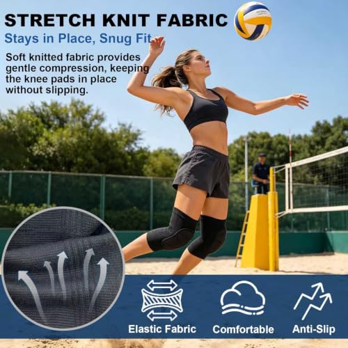 Working Knee Pads for Adult Men Women, Soft Elastic Sleeves Pad, Black L - size: Large