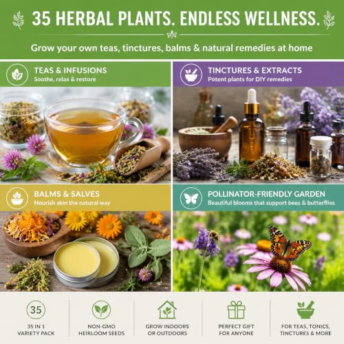 35 Herb Seeds Variety Pack, 16,400+ Non-GMO Heirloom Seeds for Planting