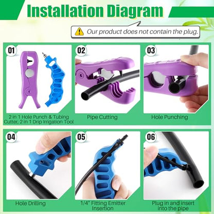 Feekoon Drip Irrigation Tubing Cutter Hole Punch Tools