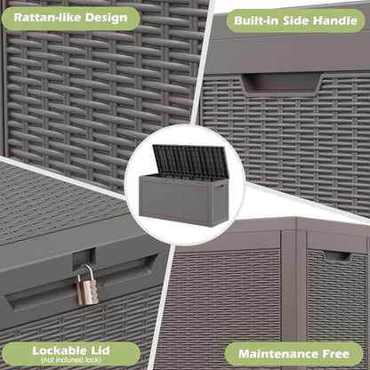 75 Gallon Outdoor Storage Box Waterproof Deck Box Patio Storage - color: Gray, style: 75Gallon