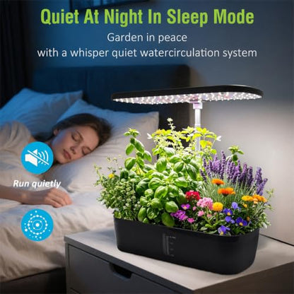 52 Pods Smart Hydroponics Growing System Indoor Herb Garden with Auto Timer - color: Black
