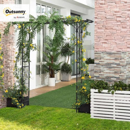 Outsunny 82'' Decorative Metal Garden Trellis Arch Durable Steel Tubing