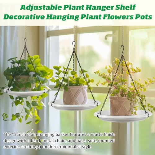Hanging Planter for Plant, 12" Plant Saucer with Chain(5 Pcs,White) - color: White