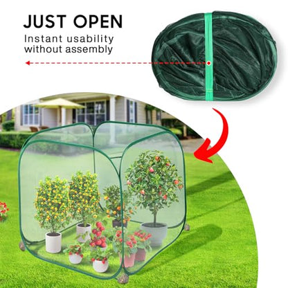Pop Up Mesh Plant Cover, 35x35x38'' Garden Netting for Insect Protection - color: Green, size: 1 piece