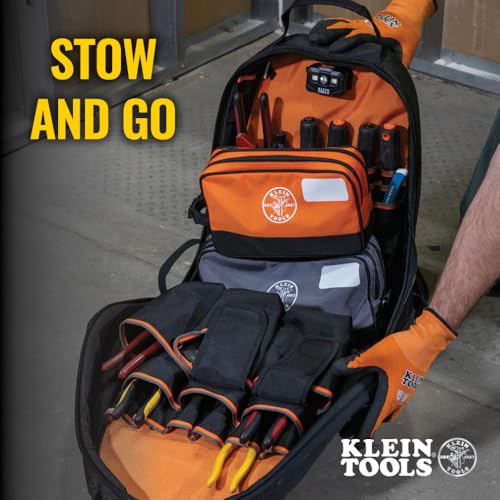 Klein Tools Tool Pouch, Dual Compartments, Heavy-Duty Tool Bag Organizer, Multipurpose Bag - size: 2-Pack