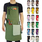 Kitchen Apron, Work Apron, Canvas Apron, Olive - color: Olive
