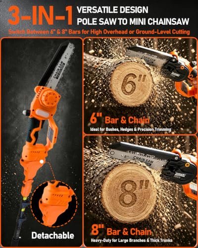 VANKERY Electric Pole Saws for Tree Trimming, 8-Inch Cordless Pole Saw