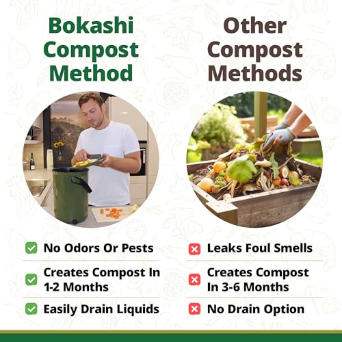 Bokashi Compost Bin + 2 Lbs Bokashi Bran, Kitchen Countertop Composter - color: Cappuccino