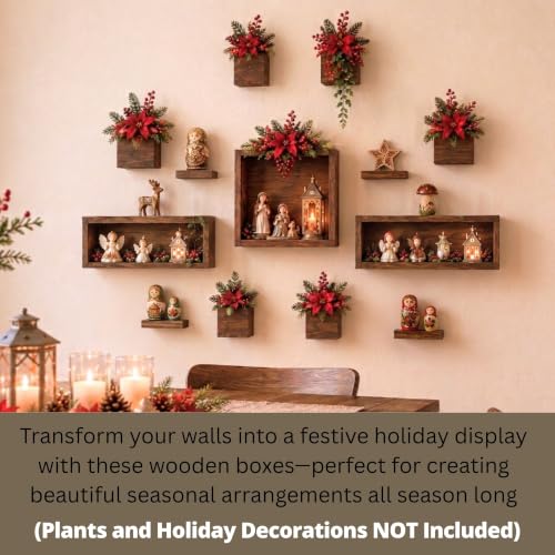 LaLaGreen Wooden Floating Shelves (13-Piece Set) Indoor Wall Mounted Plants - size: 13-pc set