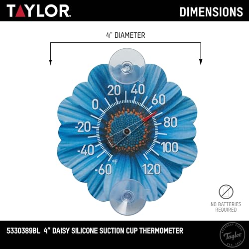 Taylor Silicone Suction Cup Thermometer - Blue Daisy Design - color: Blue
