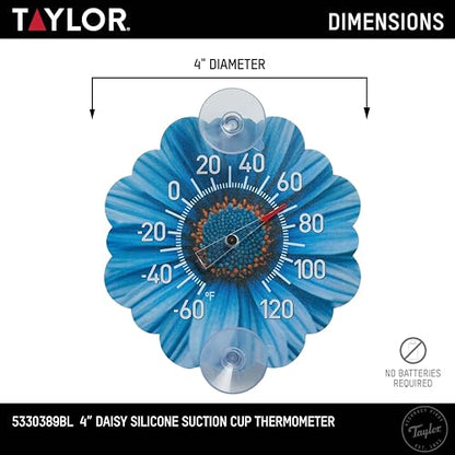 Taylor Silicone Suction Cup Thermometer - Blue Daisy Design - color: Blue