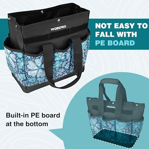WORKPRO Garden Tool Bag, 9 Pockets Gardening Bag - color: Floral Blue