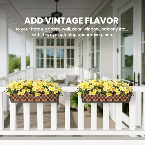 4-Pack 24IN Window Box Railing Hanging Planter Coco Liner Basket, S3 - color: 4pcs - 24in Style 1