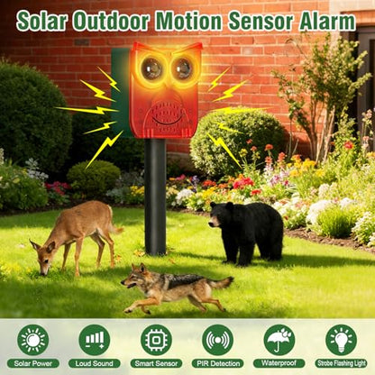 ChunHee Solar Motion Sensor Alarm Outdoor Dog Barking Alarm with 129dB Loud - color: Red-2pack