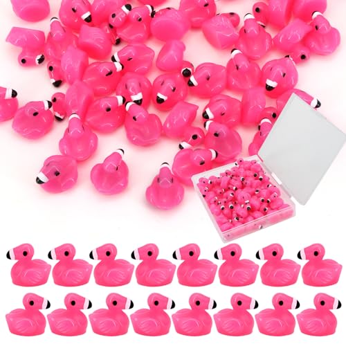 50pcs Mini Resin Flamingo Ducks, Tiny Flamingo Figurines to Hide, Miniature Pink Flamingos Decor for Dollhouse Micro Fairy Garden Landscape DIY Craft - color: 50pcs Mini Flamingos